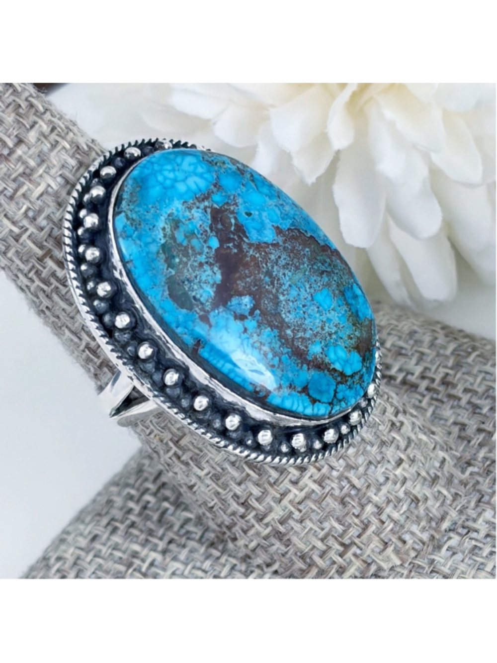 Jewelry Set Lot BIG Turquoise Ring Size 8 Earrings Bracelets New 925 Sterling - Picture 5 of 11